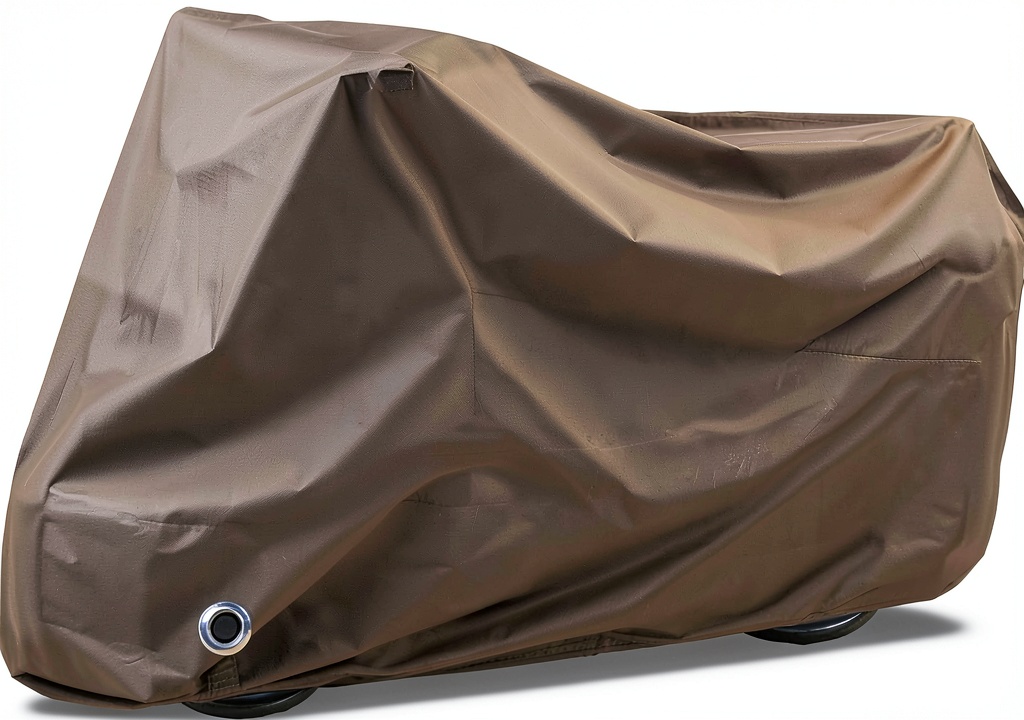 Motorcycle covered with MENKOW waterproof cover in rainy setting