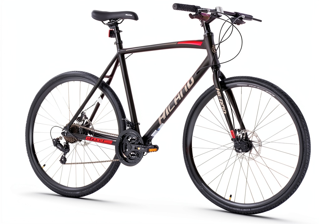 HH HILAND 700C 21 Speed Hybrid Bike in action