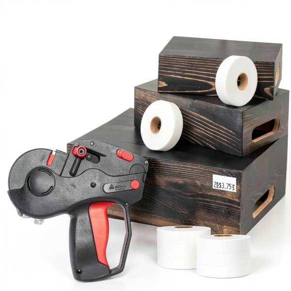 Perco White Pricing Labels for Monarch 1131 Price Gun - 1 Sleeve, 8 Rolls, 20,000 Price Marking Labels - with Ink Roll Included-6